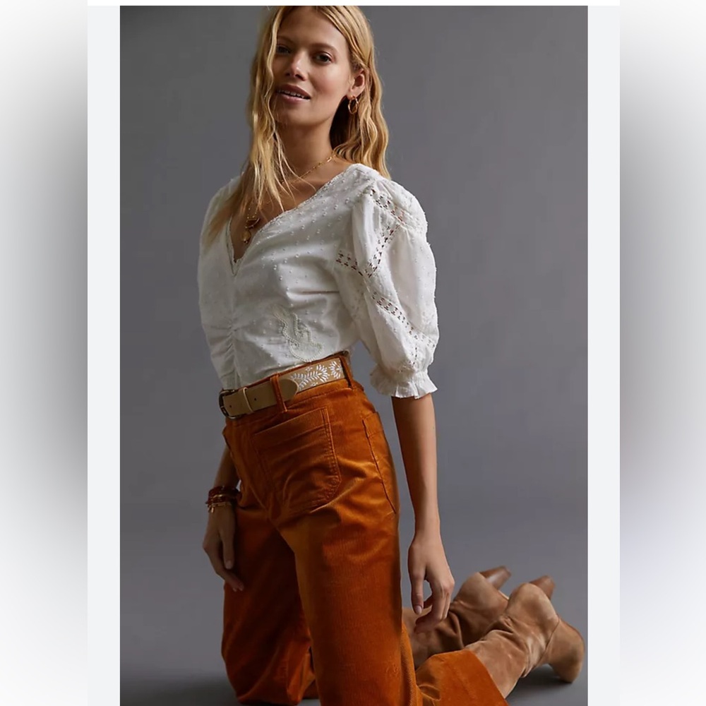 NWT Anthro Maeve “The Colette” Corduroy Pants in Cedar
